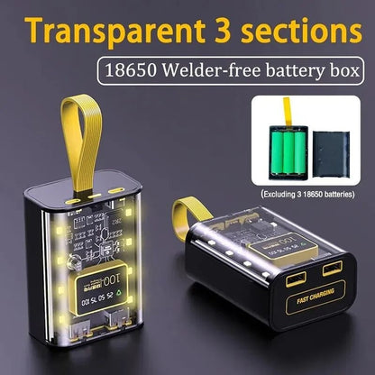 18650 Power Bank Case with Dual USB Output and Night Light DIY Battery Storage Box