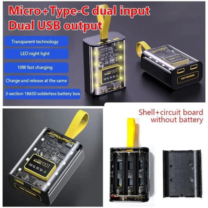 18650 Power Bank Case With Dual USB Output And Night Light DIY Battery Storage Box 1