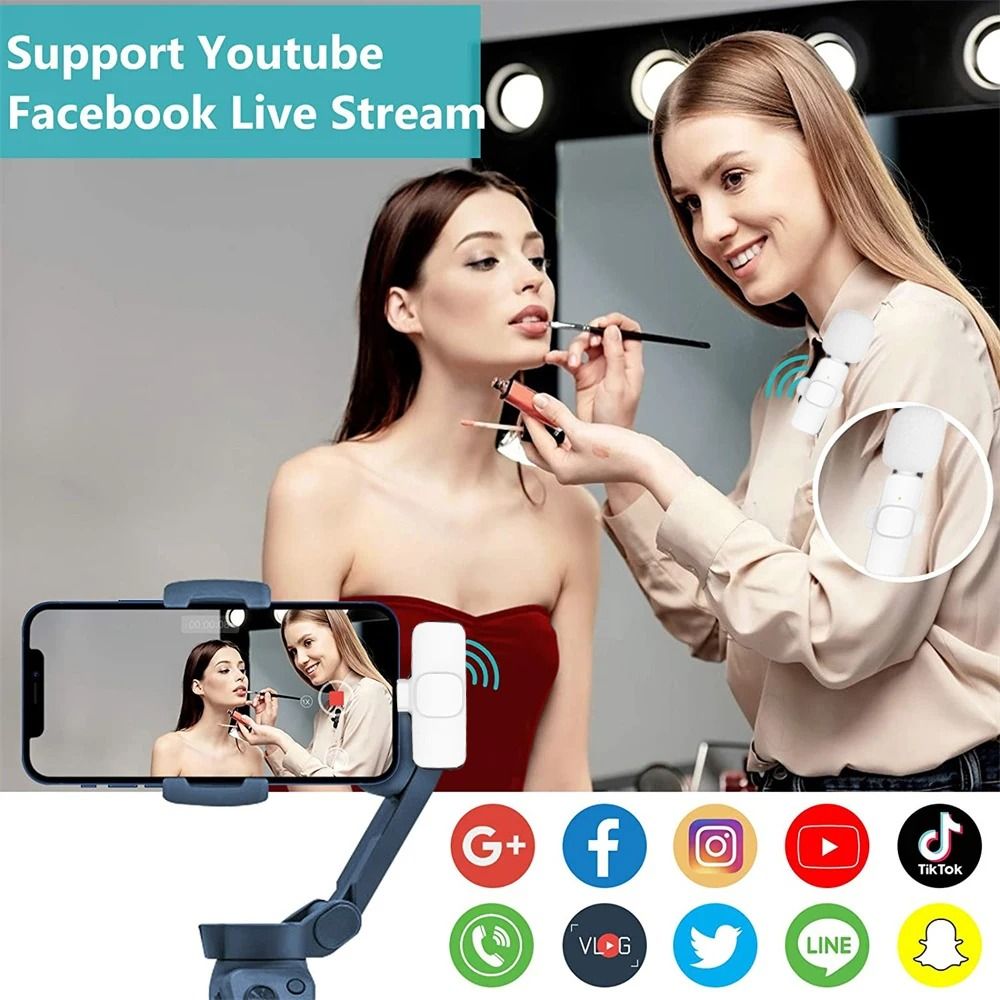 Wireless Lavalier Microphone Portable Mini Audio Recording Mic For Phone And Camera 2