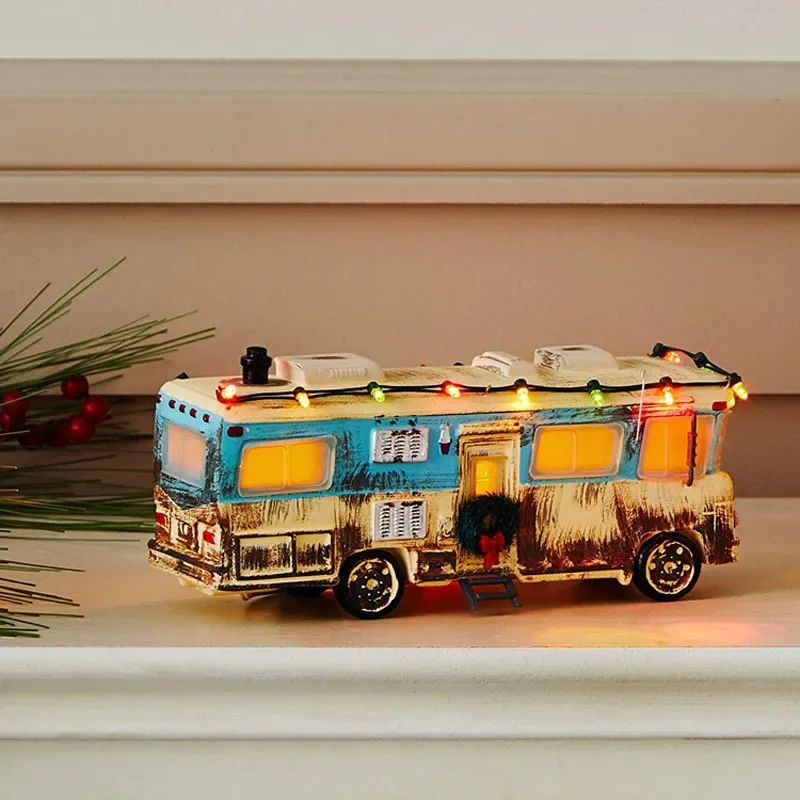 Mini Christmas Resin House Decoration  Santa Claus Figurines  Lighted Holiday Village Decor 2