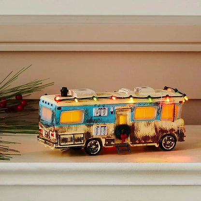 Mini Christmas Resin House Decoration  Santa Claus Figurines  Lighted Holiday Village Decor 2