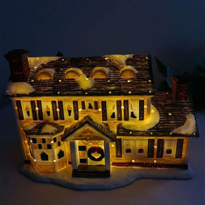 Mini Christmas Resin House Decoration  Santa Claus Figurines  Lighted Holiday Village Decor 4