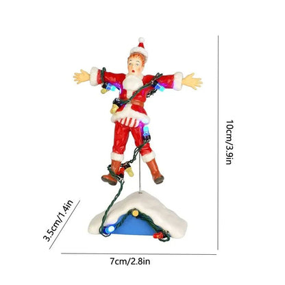 Mini Christmas Resin House Decoration  Santa Claus Figurines  Lighted Holiday Village Decor 5