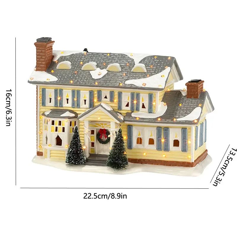 Mini Christmas Resin House Decoration  Santa Claus Figurines  Lighted Holiday Village Decor 6
