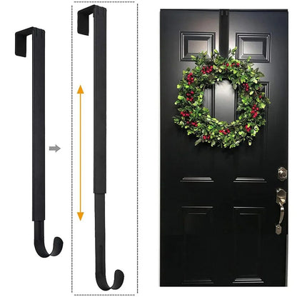 Adjustable Over-the-Door Wreath Hanger – Metal Hook for Christmas, Halloween & Easter Decor