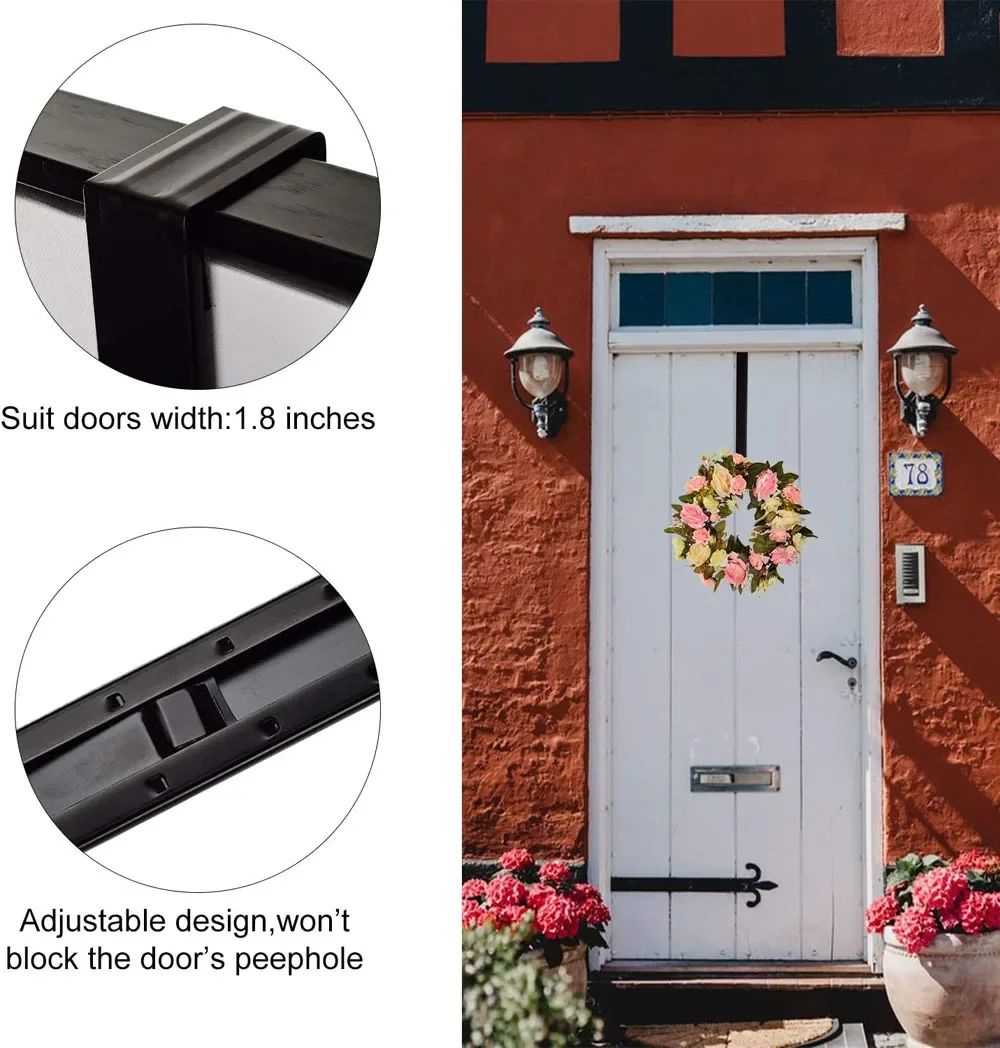 Adjustable OvertheDoor Wreath Hanger  Metal Hook For Christmas Halloween  Easter Decor 2