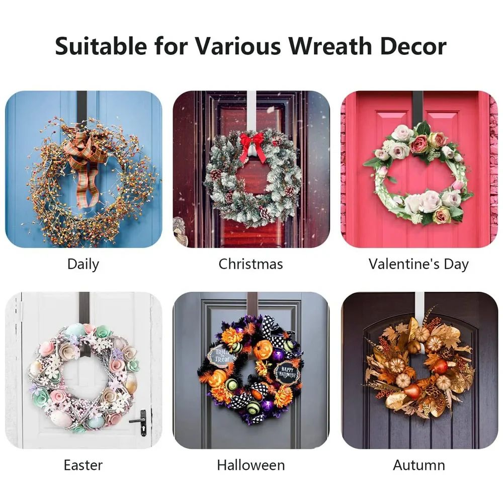Adjustable OvertheDoor Wreath Hanger  Metal Hook For Christmas Halloween  Easter Decor 3
