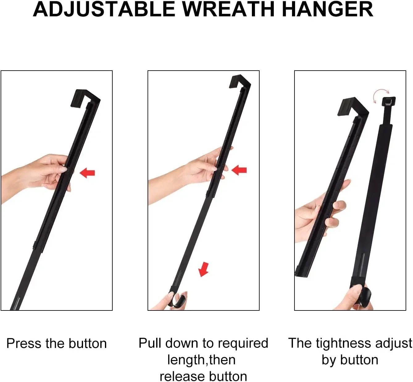 Adjustable OvertheDoor Wreath Hanger  Metal Hook For Christmas Halloween  Easter Decor 4