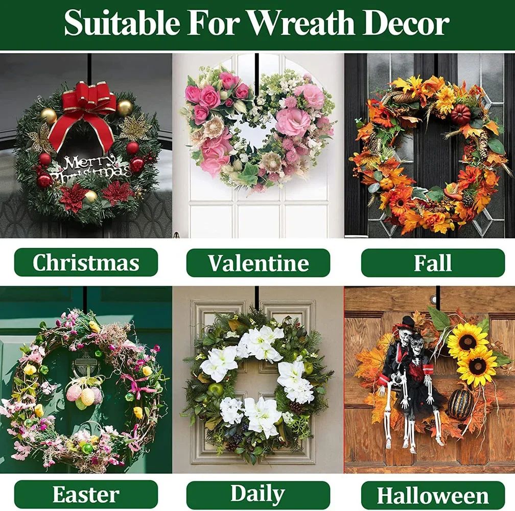 Adjustable OvertheDoor Wreath Hanger  Metal Hook For Christmas Halloween  Easter Decor 5