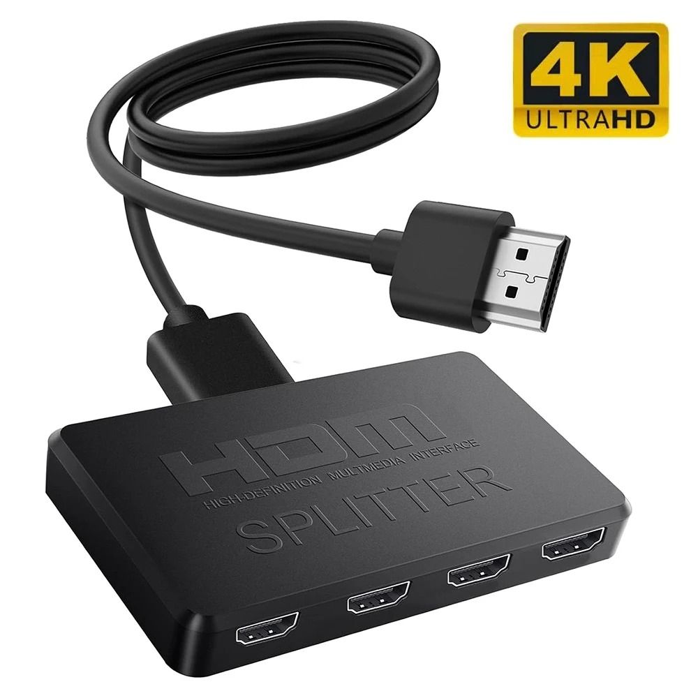 4K HDMI Splitter 1 In 4 Out Video Switch Adapter for TV Gaming and Media Devices