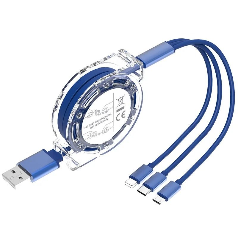 3 In 1 Retractable USB Charging Cable Fast Charger For IPhone Android And Type C Devices 4
