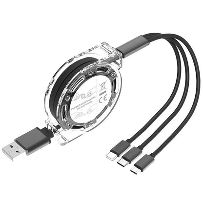 3 In 1 Retractable USB Charging Cable Fast Charger For IPhone Android And Type C Devices 5
