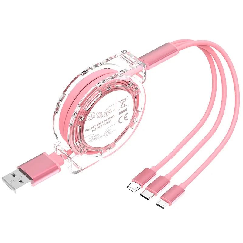 3 In 1 Retractable USB Charging Cable Fast Charger For IPhone Android And Type C Devices 7