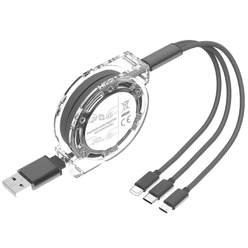 3 In 1 Retractable USB Charging Cable Fast Charger For IPhone Android And Type C Devices 8
