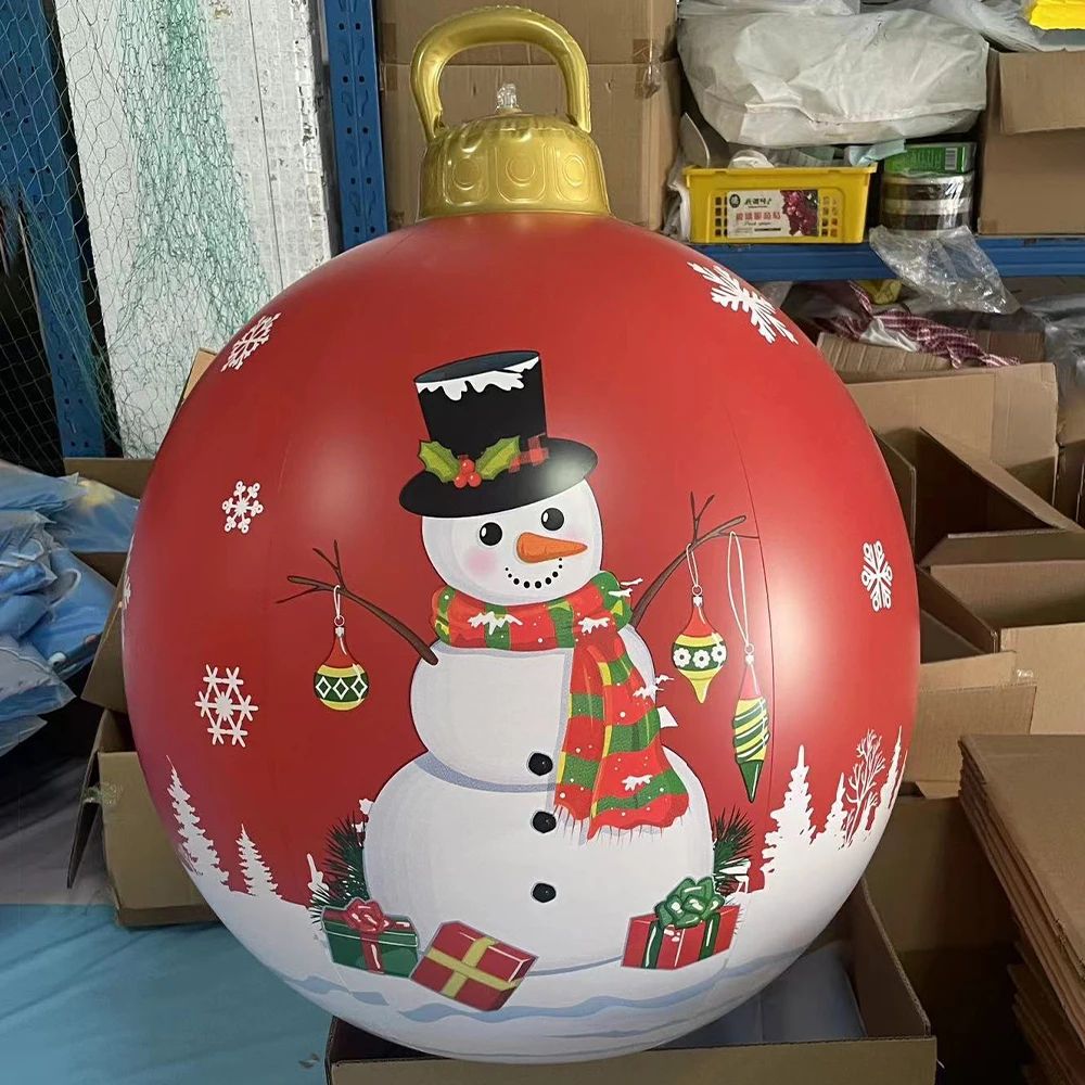 60cm Inflatable Christmas Candy Ball  PVC Santa  Tree Ornament For Outdoor Holiday Decor 2