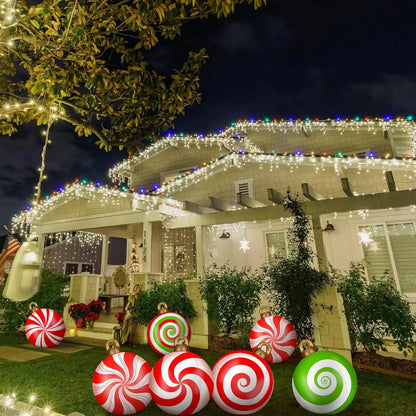 60cm Inflatable Christmas Candy Ball  PVC Santa  Tree Ornament For Outdoor Holiday Decor 5