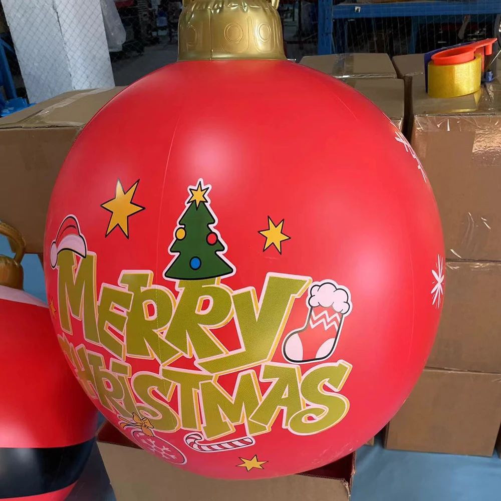 60cm Inflatable Christmas Candy Ball  PVC Santa  Tree Ornament For Outdoor Holiday Decor 8