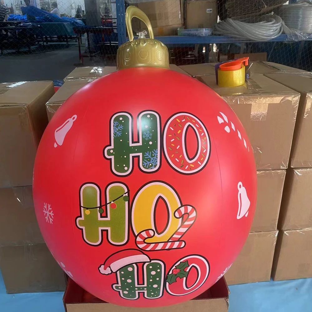 60cm Inflatable Christmas Candy Ball  PVC Santa  Tree Ornament For Outdoor Holiday Decor 10