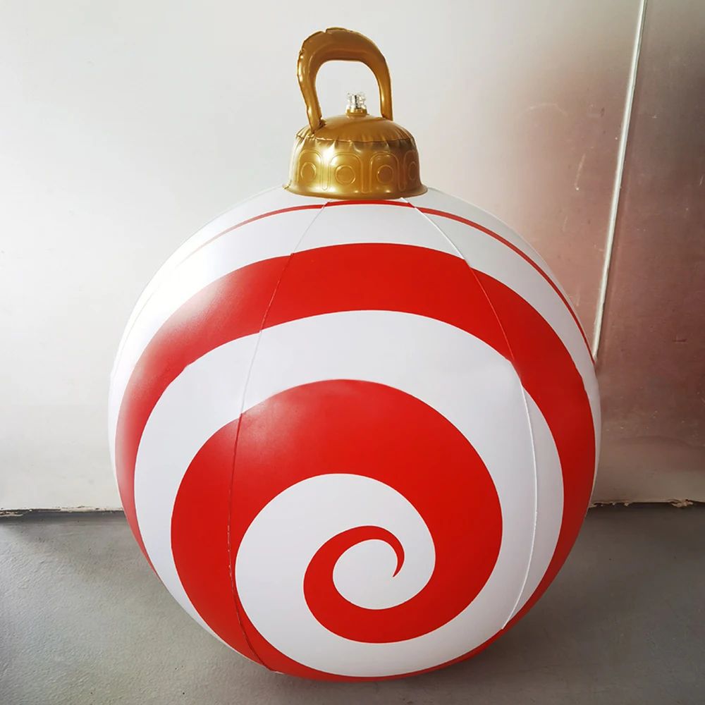 60cm Inflatable Christmas Candy Ball  PVC Santa  Tree Ornament For Outdoor Holiday Decor 16