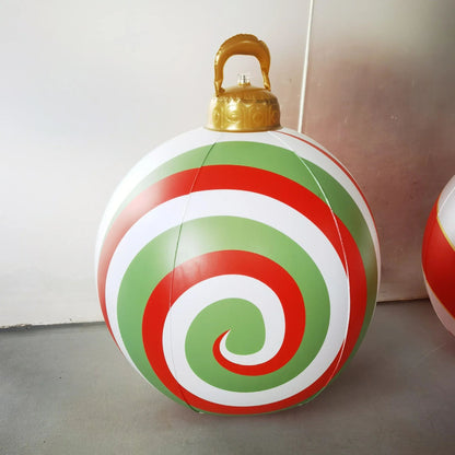 60cm Inflatable Christmas Candy Ball  PVC Santa  Tree Ornament For Outdoor Holiday Decor 24