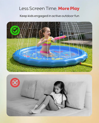 NonSlip Splash Pad For Kids  Dogs  Thickened Summer Sprinkler Play Mat 100170cm 4