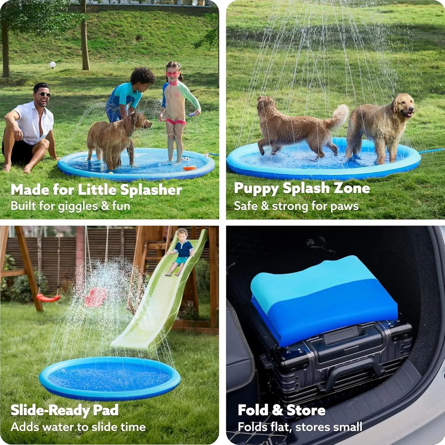 NonSlip Splash Pad For Kids  Dogs  Thickened Summer Sprinkler Play Mat 100170cm 5