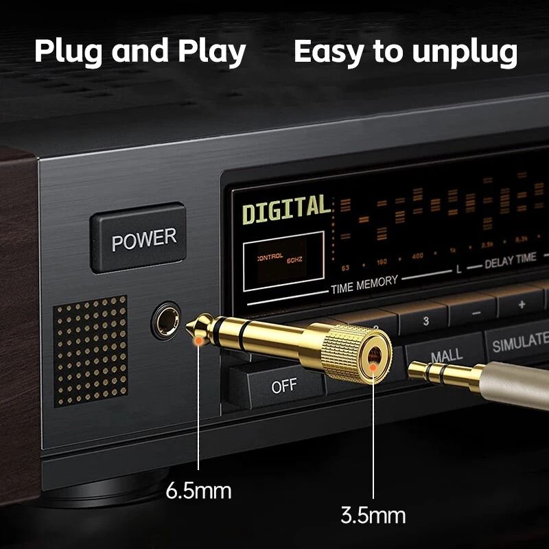 635mm Male To 35mm Female Audio Adapter Gold Plated AUX Connector 1