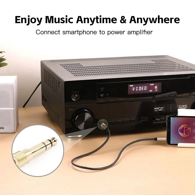 635mm Male To 35mm Female Audio Adapter Gold Plated AUX Connector 2