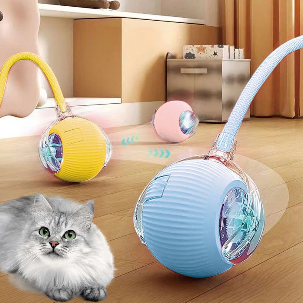 Automatic Rolling Pet Ball With Tail  Rechargeable Smart Interactive Toy For Cats  Dogs 1
