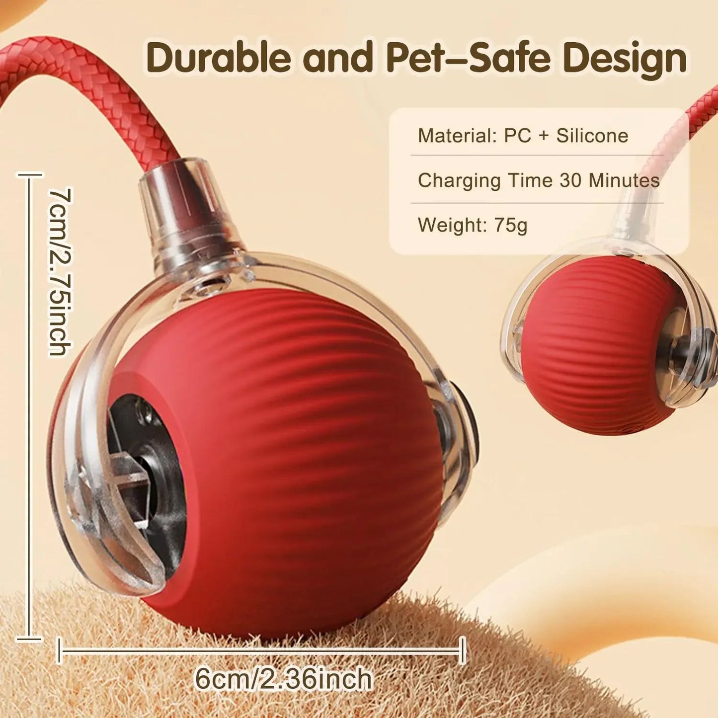 Automatic Rolling Pet Ball With Tail  Rechargeable Smart Interactive Toy For Cats  Dogs 2