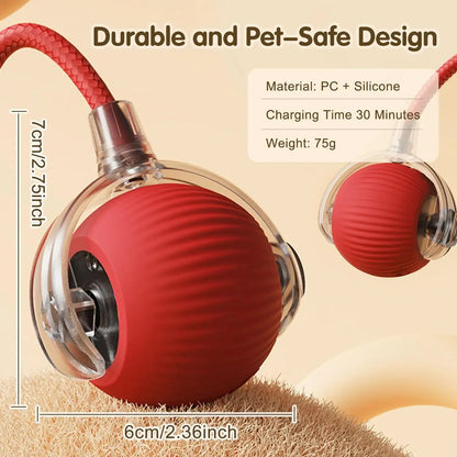 Automatic Rolling Pet Ball With Tail  Rechargeable Smart Interactive Toy For Cats  Dogs 2
