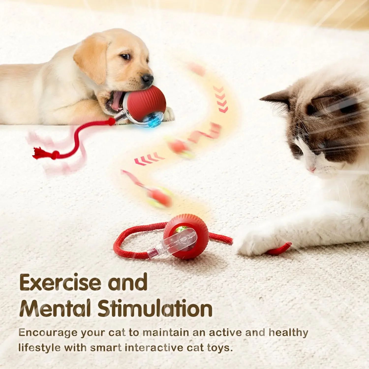 Automatic Rolling Pet Ball With Tail  Rechargeable Smart Interactive Toy For Cats  Dogs 3