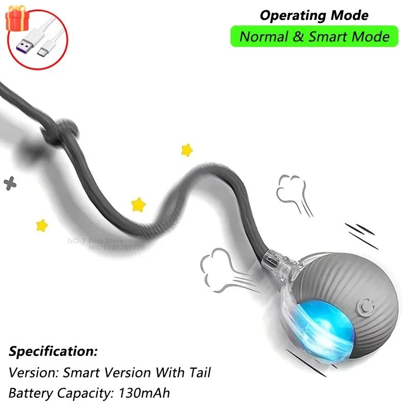 Automatic Rolling Pet Ball With Tail  Rechargeable Smart Interactive Toy For Cats  Dogs 6