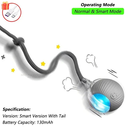Automatic Rolling Pet Ball With Tail  Rechargeable Smart Interactive Toy For Cats  Dogs 6