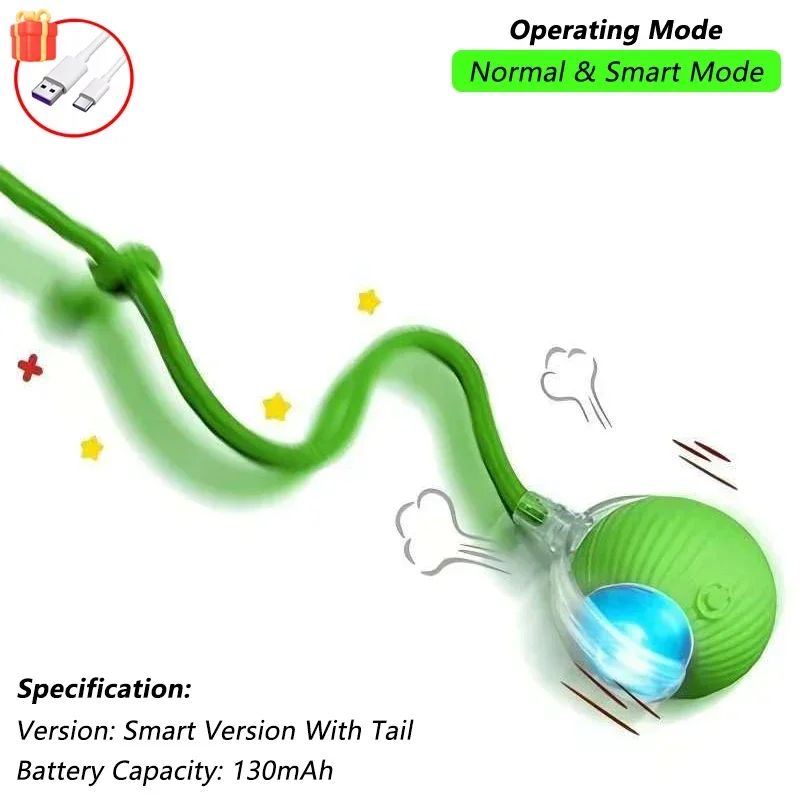 Automatic Rolling Pet Ball With Tail  Rechargeable Smart Interactive Toy For Cats  Dogs 7