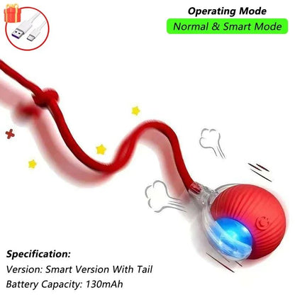 Automatic Rolling Pet Ball With Tail  Rechargeable Smart Interactive Toy For Cats  Dogs 8