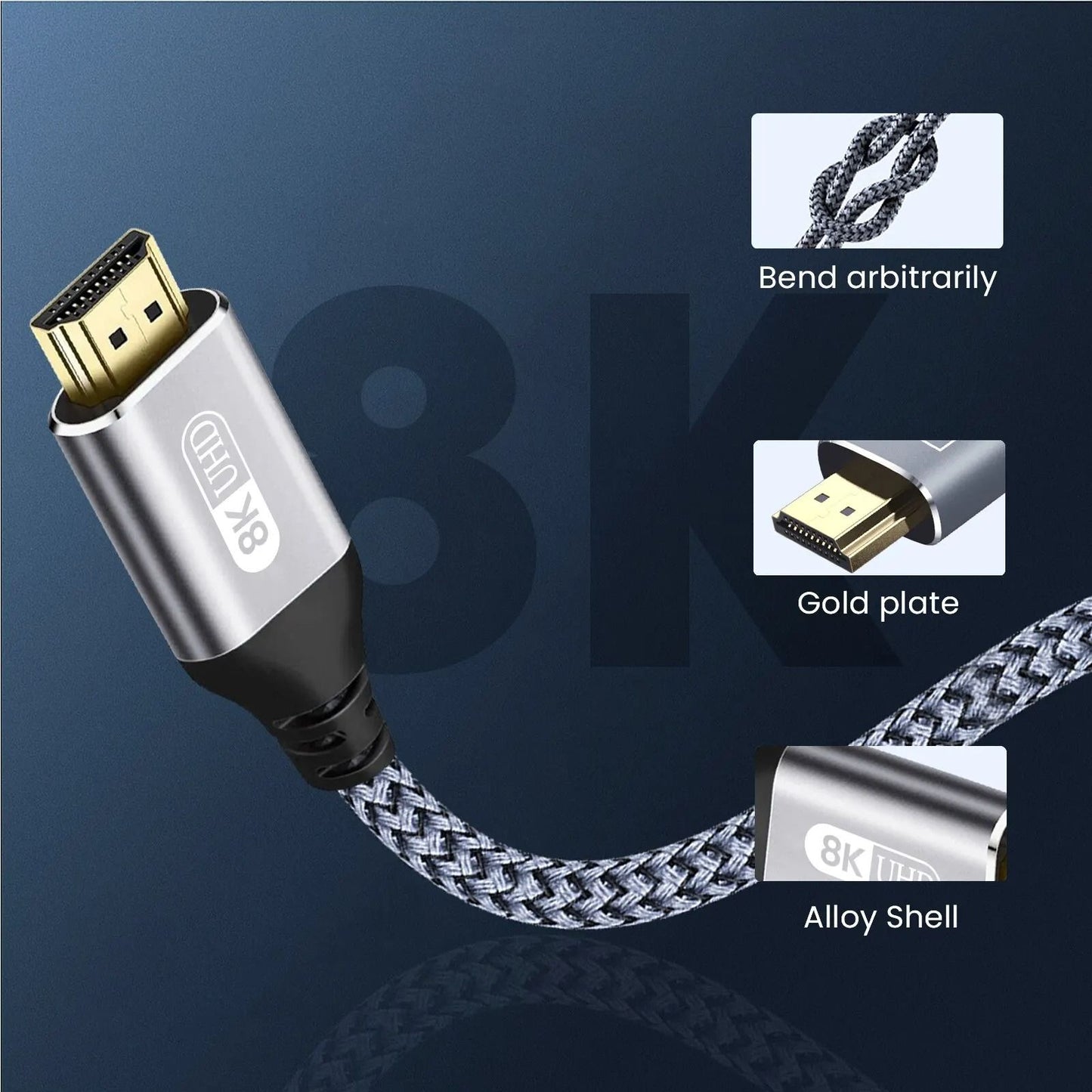 HDMI 21 Cable 8K 60Hz 4K 120Hz Ultra High Speed 48Gbps Video Cord 1