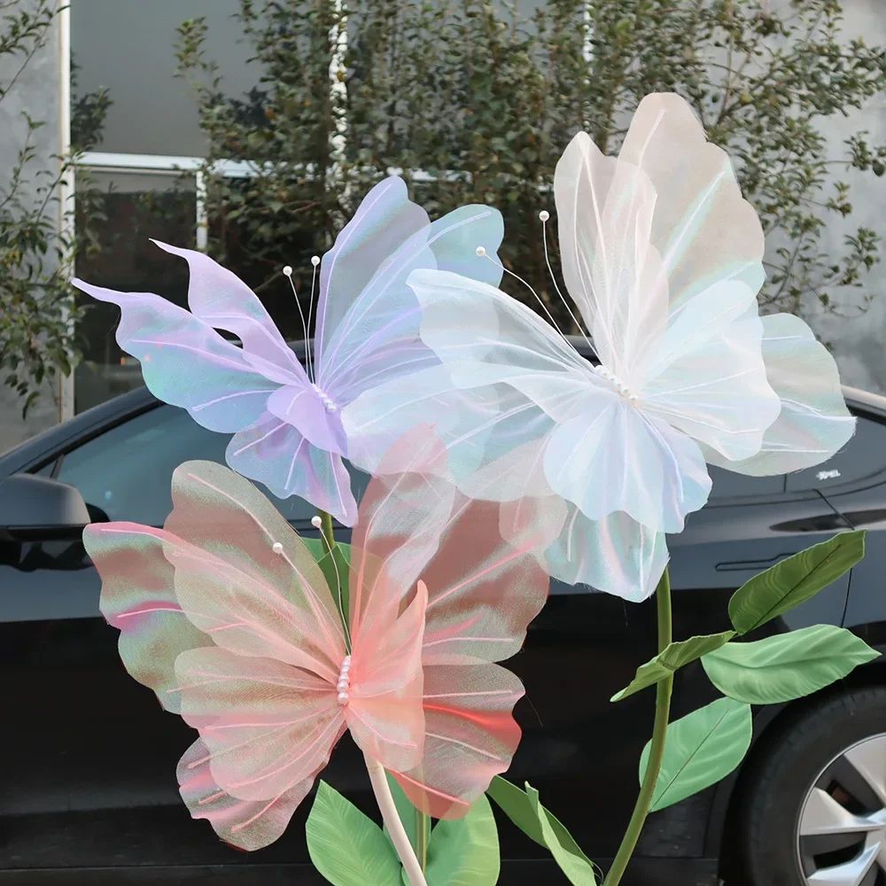 50cm 3D Simulation Butterfly – Large Hanging Gauze Decoration for Weddings, Festivals & Outdoor Displays