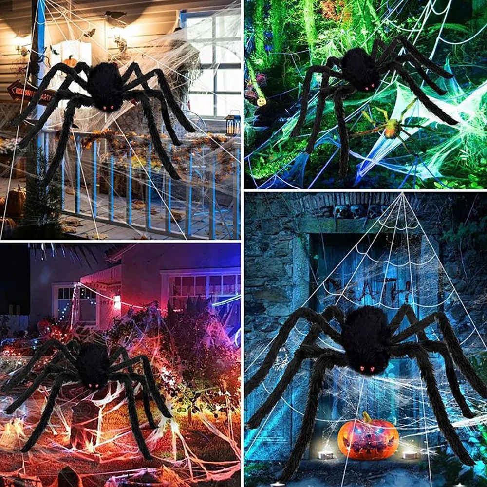 Extra Large Halloween Triangle Spider Web  5M7M Elastic Simulated Spider Web Decoration 3