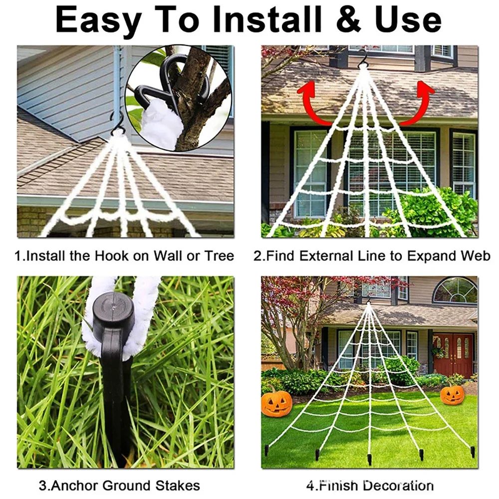 Extra Large Halloween Triangle Spider Web  5M7M Elastic Simulated Spider Web Decoration 4