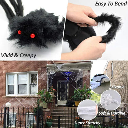 Extra Large Halloween Triangle Spider Web  5M7M Elastic Simulated Spider Web Decoration 5