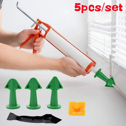 Premium 5-Piece Caulking Nozzle & Finishing Spatula Kit - Smooth Sealant & Grout Tool