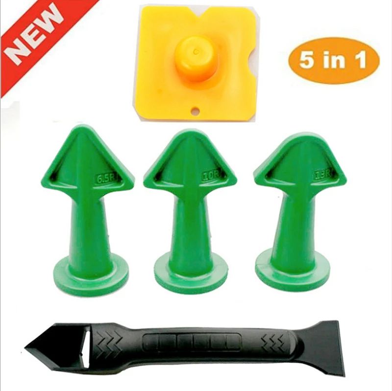 Premium 5Piece Caulking Nozzle  Finishing Spatula Kit  Smooth Sealant  Grout Tool 7