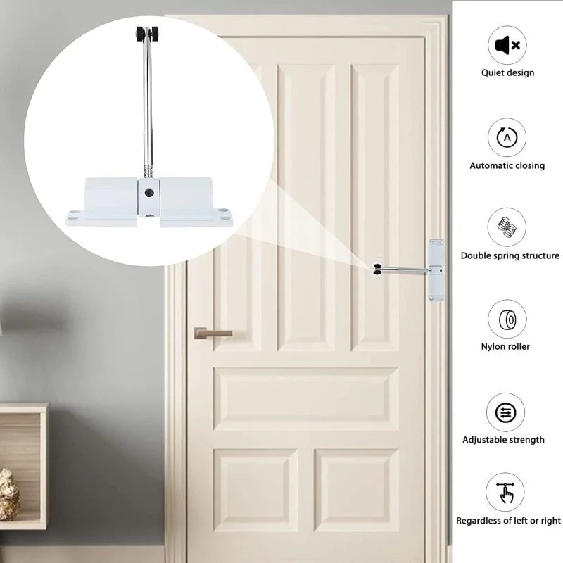 HeavyDuty 180 Automatic Door Closer  Silent Adjustable SelfClosing Hinge 3
