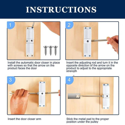 HeavyDuty 180 Automatic Door Closer  Silent Adjustable SelfClosing Hinge 5