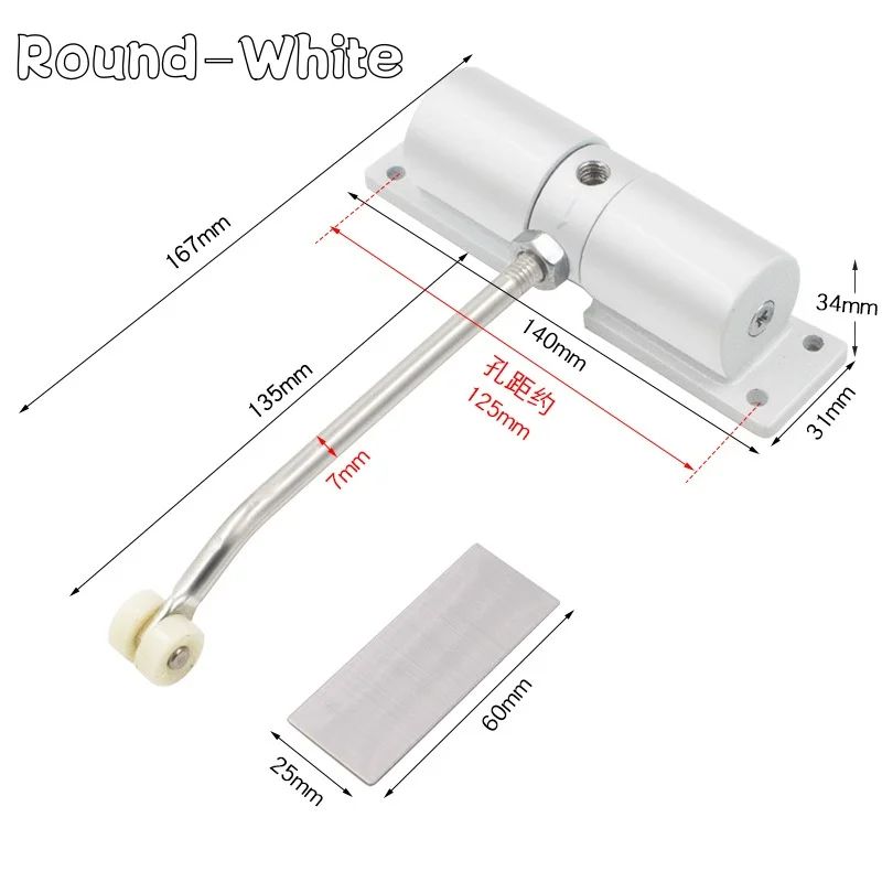 HeavyDuty 180 Automatic Door Closer  Silent Adjustable SelfClosing Hinge 8