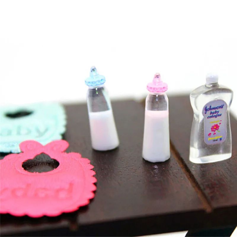 Mini 1 12 Dollhouse Baby Bottle Shampoo And Bibs Set 2