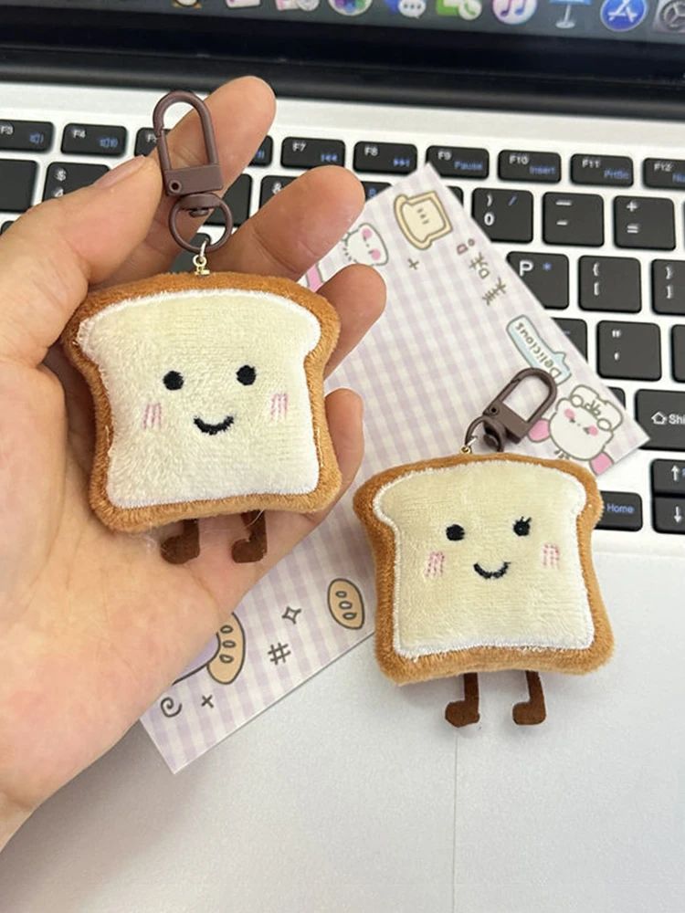 Mini Plush Toast Bread Bag Charm Cute Cartoon Pendant 6