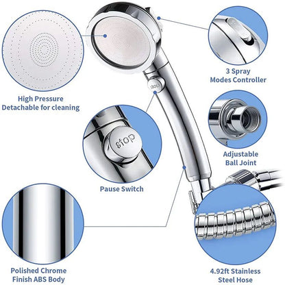 Detachable 3Mode HighPressure Handheld Rain Shower Head 1