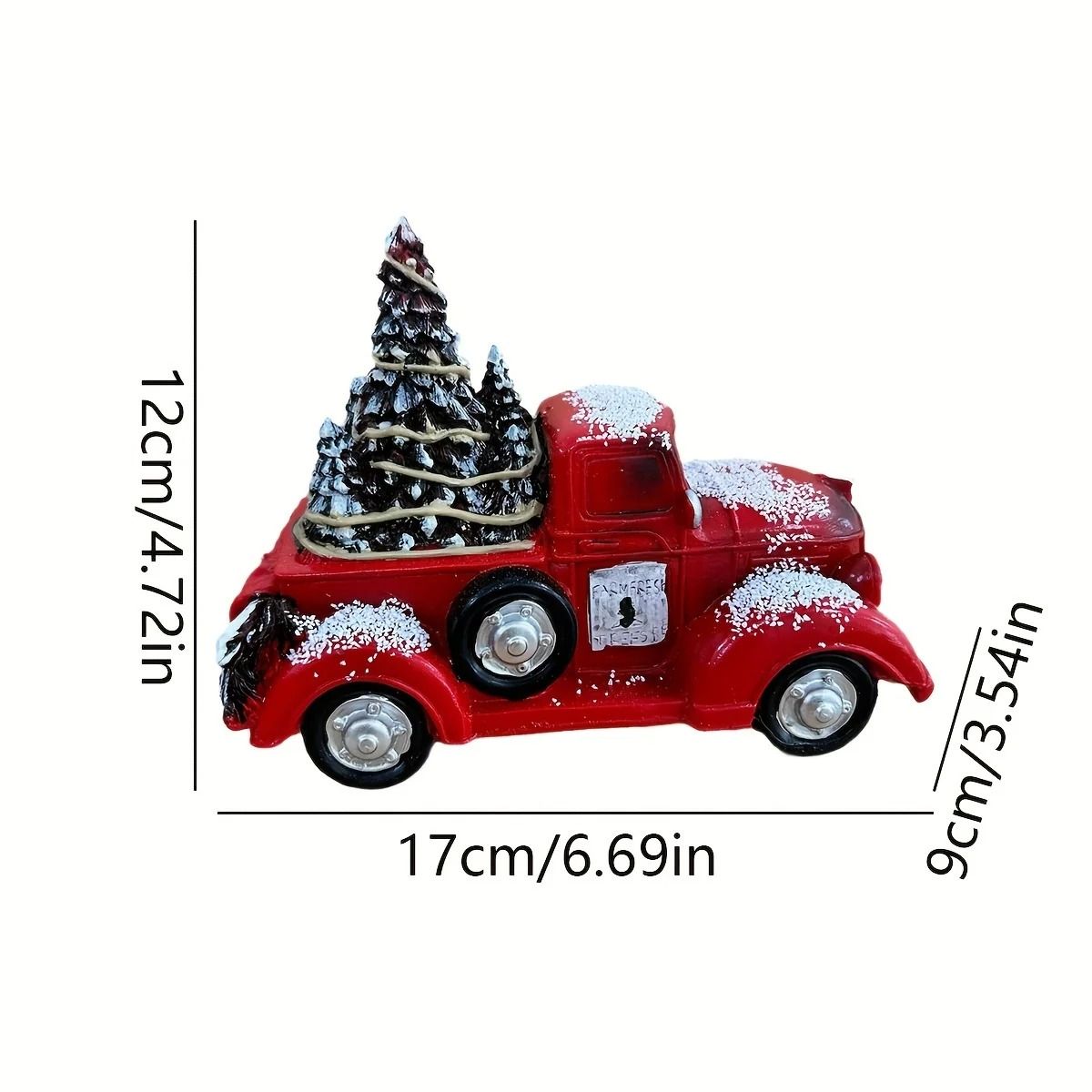 Christmas Resin Red Truck Ornament With Christmas Tree Home Decor 2